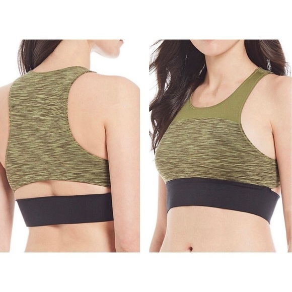 NWT Jasmine & Ginger Marled Green and Pink Seamless Longline 2 Bra Bundle size L - Picture 1 of 11